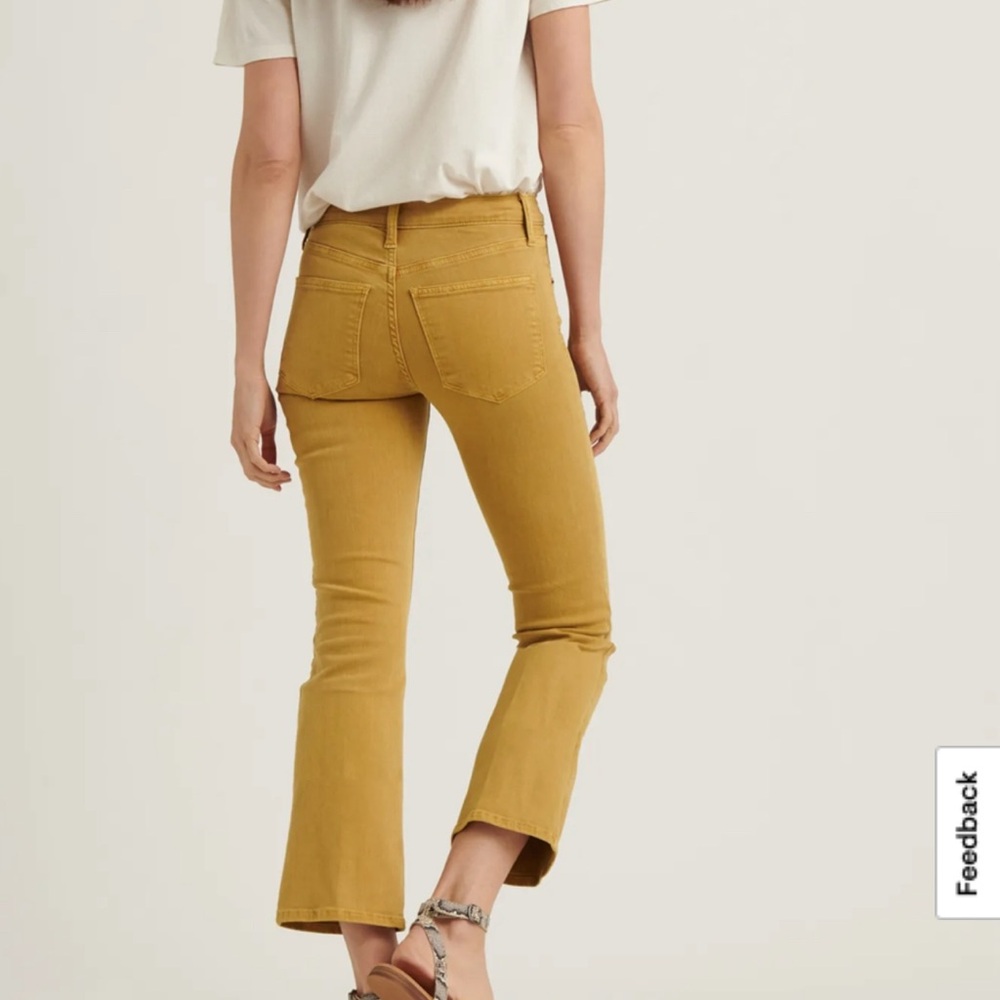 Lucky Brand Camel Mustard Button-Fly Ava Crop Mini Boot Jeans - Picture 2 of 8